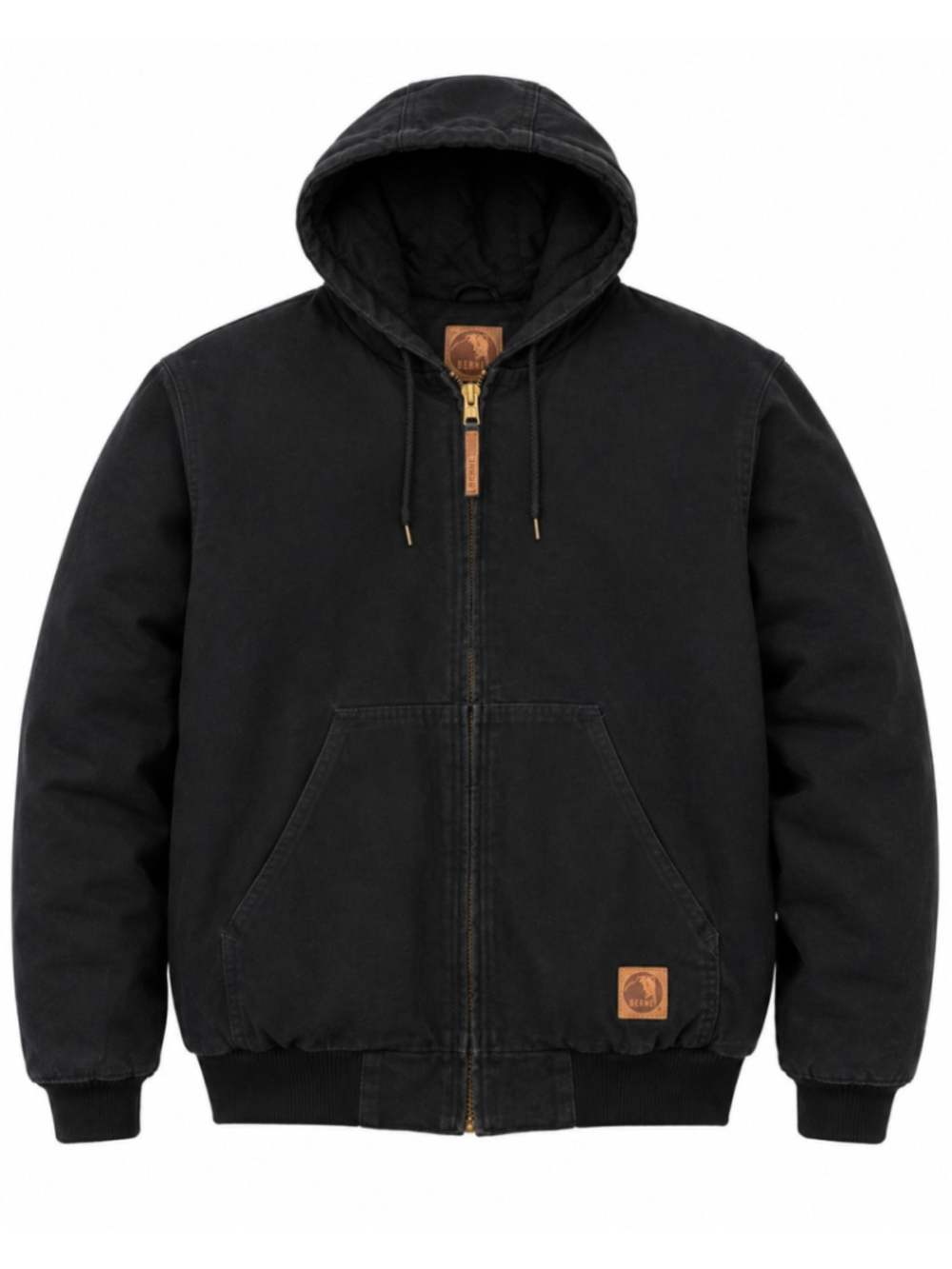 Berne Duck Canvas Hooded Workwear Jacket Black Quilted Lined Men’s 2XLR Gorpcore